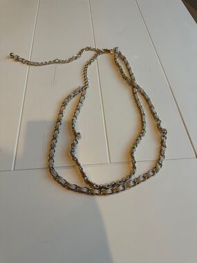 Cream Leather-Woven Silver Chain Belt – Women's Accessory